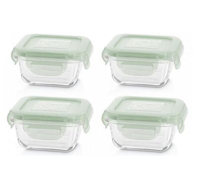 Σετ γυάλινα φαγητοδοχεία Miniland Natur Square Chip 160 ml 4τμχ στο Bebe Maison