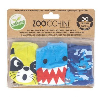 Παιδικές μάσκες από οργανικό βαμβάκι Zoocchini 3 τμχ Shark Multi στο Bebe Maison