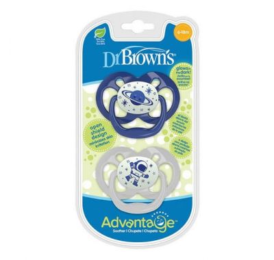 Πιπίλα σιλικόνης σταγόνα Dr Brown's Advantage νυκτός μπλε 6-18 μηνών 2 τμχ στο Bebe Maison