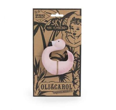 Μασητικό βραχιολάκι Oli & Carol από φυσικό καουτσούκ φλαμίνγκο Sky στο Bebe Maison