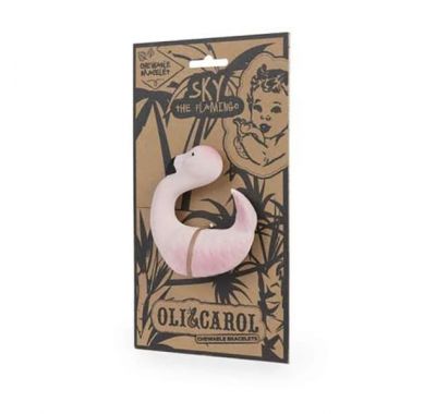 Μασητικό βραχιολάκι Oli & Carol από φυσικό καουτσούκ φλαμίνγκο Sky στο Bebe Maison