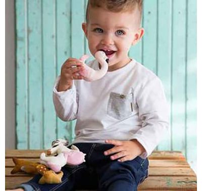 Μασητικό βραχιολάκι Oli & Carol από φυσικό καουτσούκ φλαμίνγκο Sky στο Bebe Maison