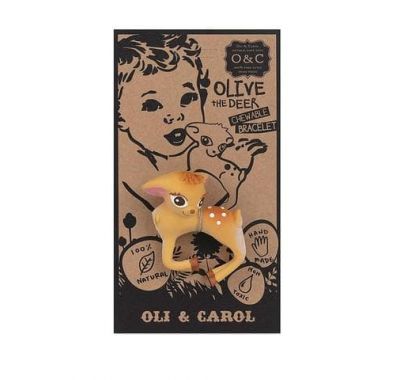 Μασητικό βραχιολάκι Olie & Carol  από φυσικό καουτσούκ ελαφάκι Olive στο Bebe Maison