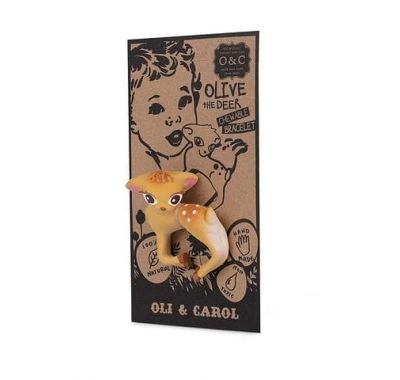 Μασητικό βραχιολάκι Olie & Carol  από φυσικό καουτσούκ ελαφάκι Olive στο Bebe Maison