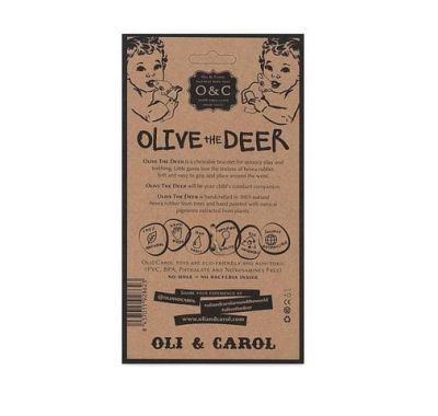 Μασητικό βραχιολάκι Olie & Carol  από φυσικό καουτσούκ ελαφάκι Olive στο Bebe Maison