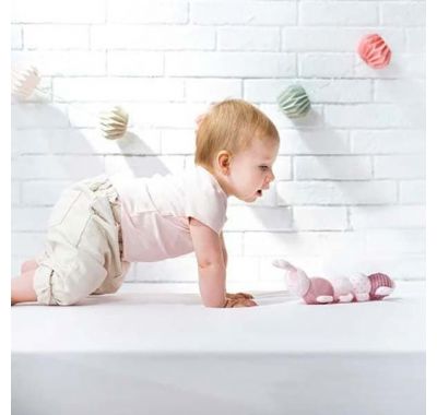 Υφασμάτινη κάμπια Nattou Lapidou κουδουνίστρα ροζ στο Bebe Maison