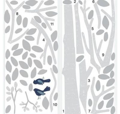 Αυτοκόλλητα τοίχου RoomMates Δέντρο λευκό-γκρι στο Bebe Maison