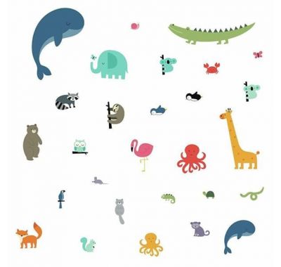 Αυτοκόλλητα τοίχου RoomMates Ζωάκια-υδρόγειος στο Bebe Maison