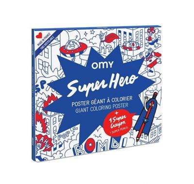 Αφίσα γίγας για ζωγραφική OMY Σούπερ Ήρωες με μολύβι στο Bebe Maison