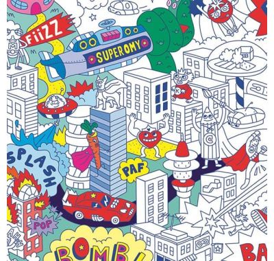 Αφίσα γίγας για ζωγραφική OMY Σούπερ Ήρωες με μολύβι στο Bebe Maison