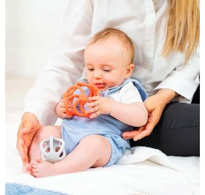 Μασητικό σετ 2 μπάλες σιλικόνης Nattou γκρι-πορτοκαλί στο Bebe Maison