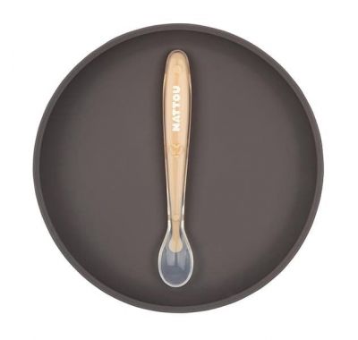 Σετ φαγητού 2 τεμαχίων πιάτο-κουτάλι Nattou πορτοκαλί-μωβ μελιτζανί στο Bebe Maison