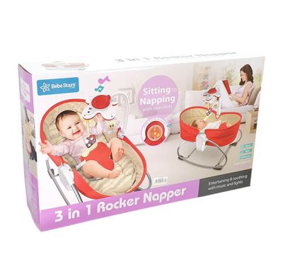 Καλαθούνα ρηλάξ Bebe Stars Snooze+ 3 σε 1 με μελωδίες, φως και δόνηση red στο Bebe Maison