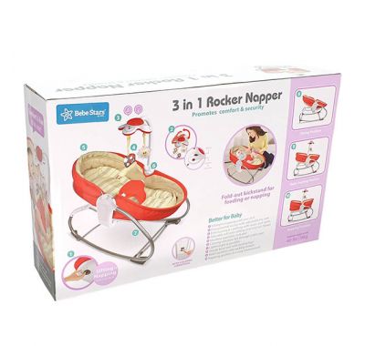 Καλαθούνα ρηλάξ Bebe Stars Snooze+ 3 σε 1 με μελωδίες, φως και δόνηση red στο Bebe Maison