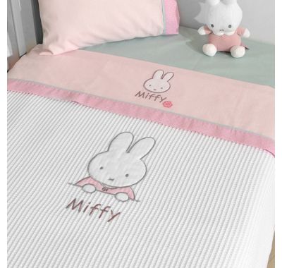 Κουβέρτα πικέ αγκαλιάς Miffy σχέδιο 67 ροζ βαμβάκι στο Bebe Maison