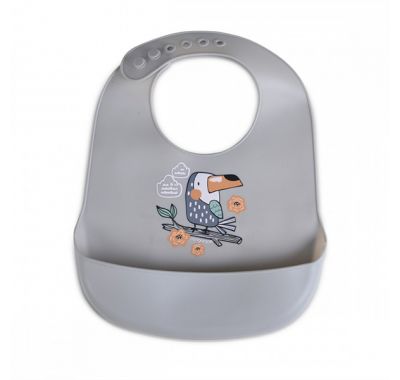 Σαλιάρα σιλικόνης Cangaroo rooibos grey στο Bebe Maison