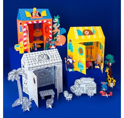 Χάρτινο σπιτάκι OMY με φιγούρες πριγκίπισσες & δράκοι στο Bebe Maison