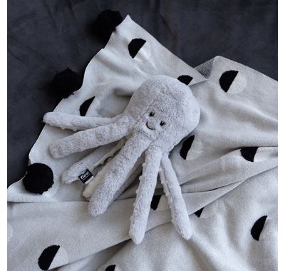 Υφασμάτινο χταπόδι Flow olly με λευκούς ήχους & μουσική απαλό γκρι στο Bebe Maison