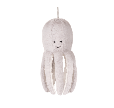 Υφασμάτινο χταπόδι Flow olly με λευκούς ήχους & μουσική απαλό γκρι στο Bebe Maison