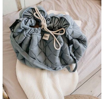 Στρώμα παιχνιδιού μαλακό Play & Go οργανικό βαμβάκι - τσάντα 2 σε 1 dusty Blue στο Bebe Maison