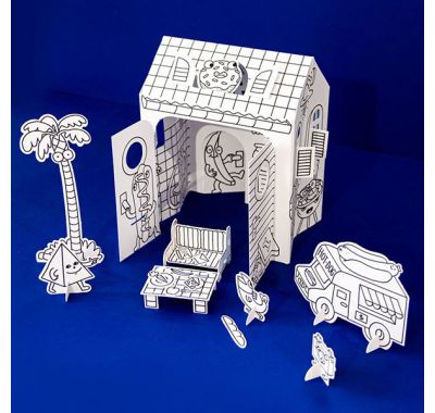 Χάρτινο αναδιπλούμενο σπιτάκι OMY με φιγούρες color in στο Bebe Maison