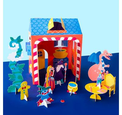 Χάρτινο σπιτάκι OMY με φιγούρες πριγκίπισσες & δράκοι στο Bebe Maison