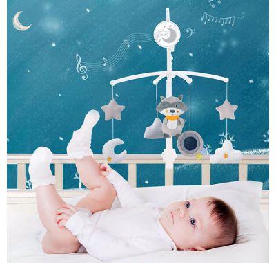 Μουσικό περιστρεφόμενο κρεβατιού Bebe Stars raccoon 854-186 στο Bebe Maison