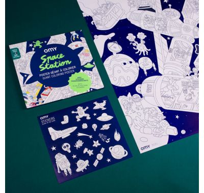 Αφίσα γίγας για ζωγραφική OMY με φωσφορίζοντα αυτοκόλλητα Διάστημα στο Bebe Maison