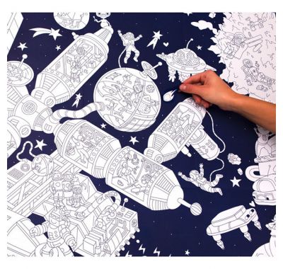 Αφίσα γίγας για ζωγραφική OMY με φωσφορίζοντα αυτοκόλλητα Διάστημα στο Bebe Maison