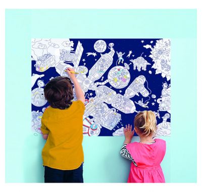 Αφίσα γίγας για ζωγραφική OMY με φωσφορίζοντα αυτοκόλλητα Διάστημα στο Bebe Maison
