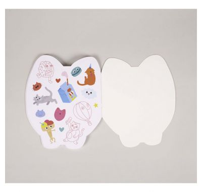 Σημειωματάριο - μπλοκ ζωγραφικής OMY με αυτοκόλλητα Γατούλα στο Bebe Maison