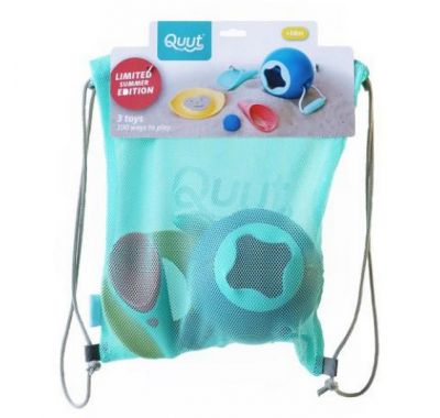 Σετ παιχνιδιού σε τσάντα παραλίας με μικρό κουβαδάκι, φτυάρι-σίτα και "μαγικό σχήμα" Quut στο Bebe Maison