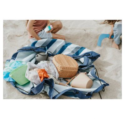 Αδιάβροχο στρώμα παιχνιδιού και τσάντα 2 σε 1 PLAY&GO Outdoor Blue green stripes στο Bebe Maison