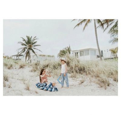 Αδιάβροχο στρώμα παιχνιδιού και τσάντα 2 σε 1 PLAY&GO Outdoor Blue green stripes στο Bebe Maison