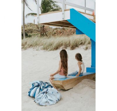 Αδιάβροχο στρώμα παιχνιδιού και τσάντα 2 σε 1 PLAY&GO Outdoor Blue green stripes στο Bebe Maison