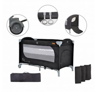 Διώροφο παρκοκρέβατο Cangaroo Skyglow 2 black στο Bebe Maison