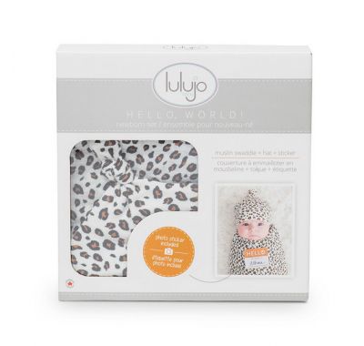 Σετ δώρου για νεογέννητο Lulujo Hello World leopard στο Bebe Maison