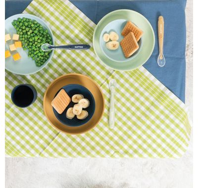 Σετ φαγητού Nattou  silicon 4 τεμαχίων πράσινο-μπλε στο Bebe Maison