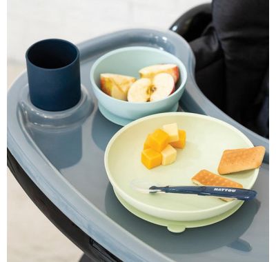 Σετ φαγητού Nattou  silicon 4 τεμαχίων πράσινο-μπλε στο Bebe Maison