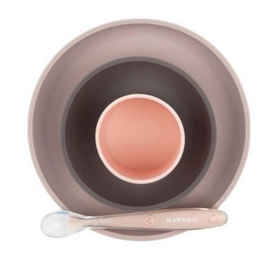 Σετ φαγητού Nattou silicon 4 τεμαχίων ροζ-μωβ στο Bebe Maison