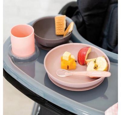 Σετ φαγητού Nattou silicon 4 τεμαχίων ροζ-μωβ στο Bebe Maison