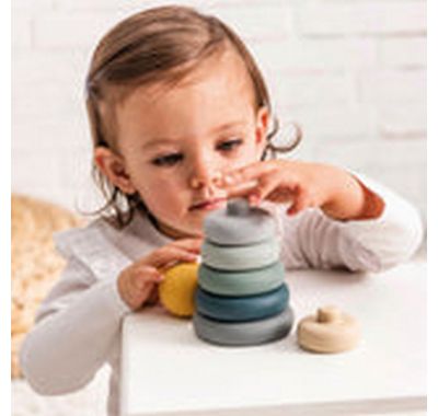 Πυραμίδα στοίβαξης σιλικόνης Nattou απαλά χρώματα στο Bebe Maison