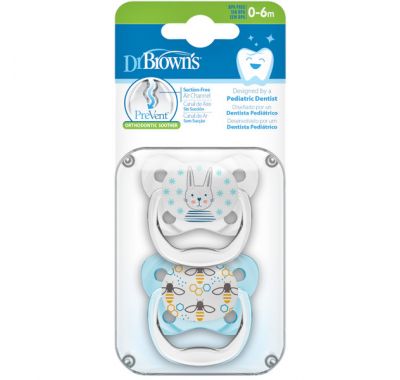 Σετ ορθοδοντικές πιπίλες Dr Brown's 0-6 μηνών επίπεδο 1 Prevent boy 2τμχ στο Bebe Maison