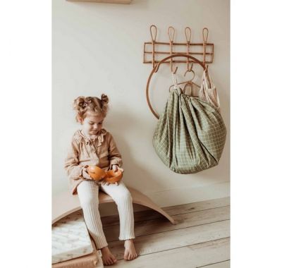 Στρώμα παιχνιδιού και τσάντα αποθήκευσης  2 σε 1 PLAY&GO από 100% οργανικό βαμβάκι grid green στο Bebe Maison