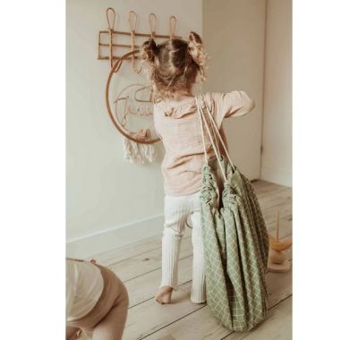 Στρώμα παιχνιδιού και τσάντα αποθήκευσης  2 σε 1 PLAY&GO από 100% οργανικό βαμβάκι grid green στο Bebe Maison