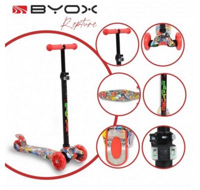 Τρίτροχο παιδικό πατίνι - scooter Byox Rapture red στο Bebe Maison