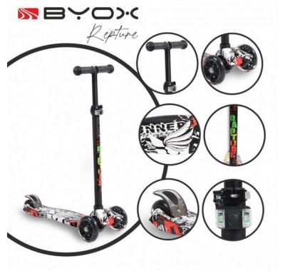 Τρίτροχο παιδικό πατίνι - scooter Byox Rapture black στο Bebe Maison