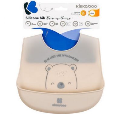 Σαλιάρα σιλικόνης Kikka Boo Bear with me grey στο Bebe Maison
