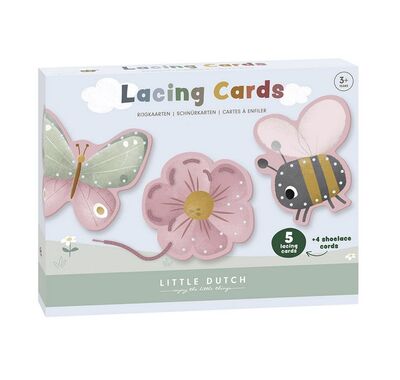 Σετ 5 χαρτονένιες κάρτες με κορδόνι Little Dutch flowers and butterflies στο Bebe Maison