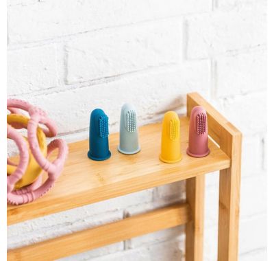 Σετ 2 βρεφικές οδοντόβουρτσες σιλικόνης Nattou κίτρινο - ροζ στο Bebe Maison